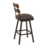 Benzara 26 Inch Counter Height Stool with Leatherette Seat, Brown BM236770 Brown Metal and Leatherette BM236770