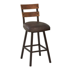 Benzara 26 Inch Counter Height Stool with Leatherette Seat, Brown BM236770 Brown Metal and Leatherette BM236770