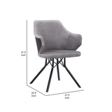 Benzara 32 Inch Fabric Upholstered Dining Chair, Gray and Black BM236773 Gray and Black Solid Wood, Metal, and Fabric BM236773