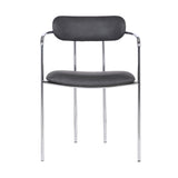 Benzara Metal and Leatherette Dining Chair, Set of 2, Silver and Gray BM236775 Gray and Silver Metal and Leatherette BM236775