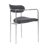 Benzara Metal and Leatherette Dining Chair, Set of 2, Silver and Gray BM236775 Gray and Silver Metal and Leatherette BM236775