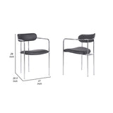 Benzara Metal and Leatherette Dining Chair, Set of 2, Silver and Gray BM236775 Gray and Silver Metal and Leatherette BM236775