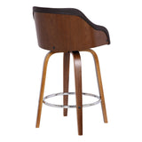 Benzara 26 Inch Wooden and Leatherette Swivel Barstool, Brown BM236783 Brown Solid Wood and Leatherette BM236783