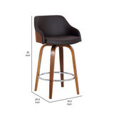 Benzara 26 Inch Wooden and Leatherette Swivel Barstool, Brown BM236783 Brown Solid Wood and Leatherette BM236783