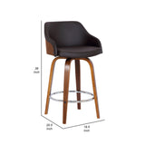 Benzara 30 Inch Wooden and Leatherette Swivel Barstool, Brown BM236784 Brown Solid Wood and Leatherette BM236784