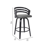 Benzara 30 Inch Wooden and Leatherette Swivel Barstool, Gray and Black BM236786 Black and Gray Solid Wood and Leatherette BM236786