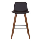 Benzara 35 Inch Wooden Barstool with Leatherette Seat, Brown BM236787 Brown Solid Wood and Leatherette BM236787