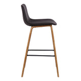 Benzara 35 Inch Wooden Barstool with Leatherette Seat, Brown BM236787 Brown Solid Wood and Leatherette BM236787