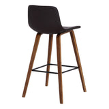 Benzara 35 Inch Wooden Barstool with Leatherette Seat, Brown BM236787 Brown Solid Wood and Leatherette BM236787