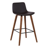 Benzara 35 Inch Wooden Barstool with Leatherette Seat, Brown BM236787 Brown Solid Wood and Leatherette BM236787