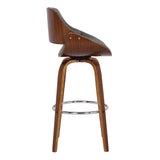 Benzara 26 Inch Leatherette and Wooden Swivel Barstool, Brown and Gray BM236790 Brown and Gray Solid Wood and Leatherette BM236790