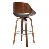 Benzara 26 Inch Leatherette and Wooden Swivel Barstool, Brown and Gray BM236790 Brown and Gray Solid Wood and Leatherette BM236790