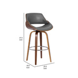 Benzara 26 Inch Leatherette and Wooden Swivel Barstool, Brown and Gray BM236790 Brown and Gray Solid Wood and Leatherette BM236790