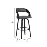 Benzara 30 Inch Wooden Barstool with Swivel Mechanism, Black and Gray BM236792 Black and Gray Solid Wood and Leatherette BM236792