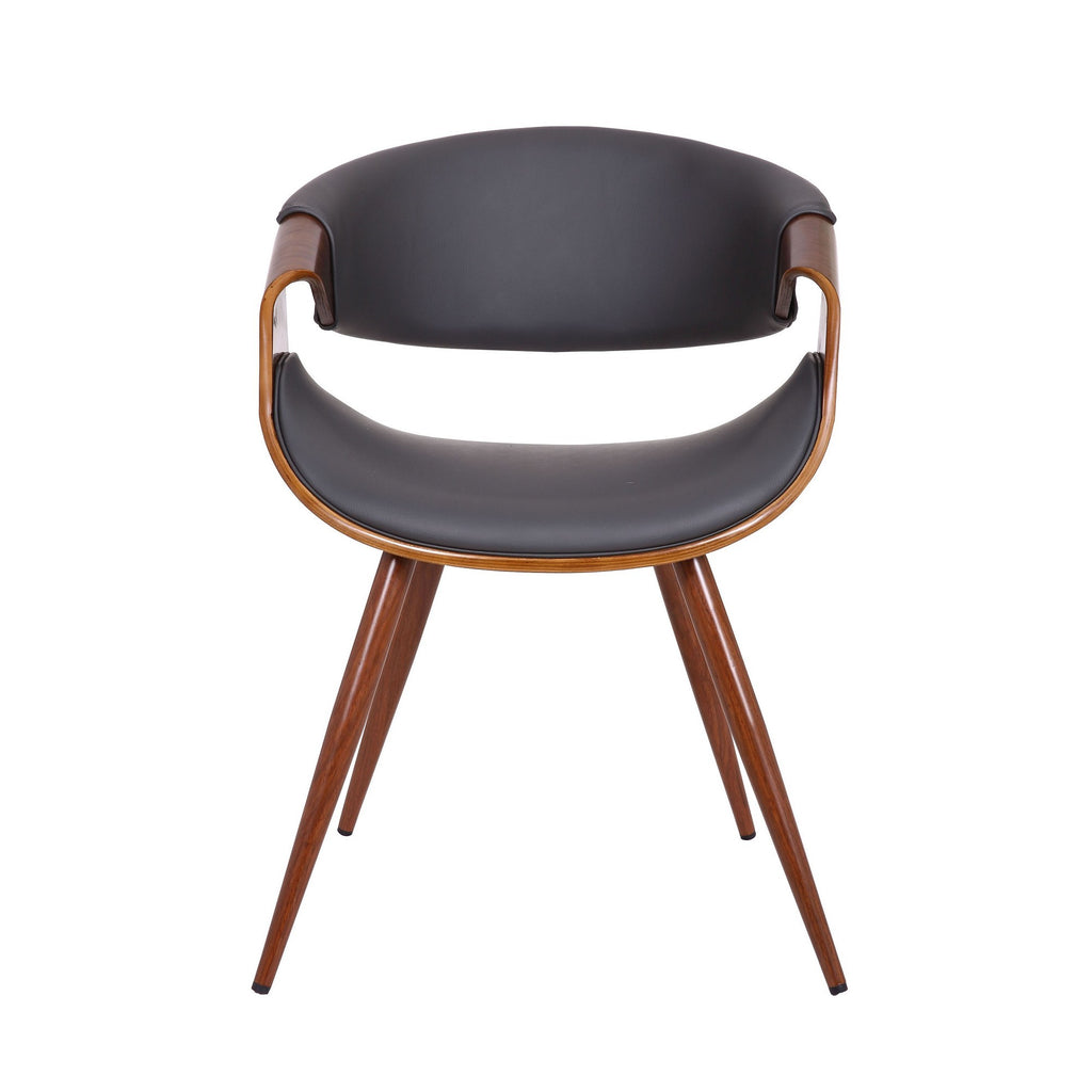 Benzara Mid Century Leatherette Dining Chair with Curved Seat, Brown BM236797 Brown Metal, Plywood, Leatherette BM236797