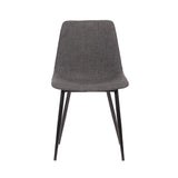 Benzara Leatherette Curved Seat Dining Chair with Angled Metal Legs, Gray BM236798 Gray Metal, Solid wood,  Leatherette BM236798