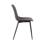 Benzara Leatherette Curved Seat Dining Chair with Angled Metal Legs, Gray BM236798 Gray Metal, Solid wood,  Leatherette BM236798