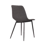 Benzara Leatherette Curved Seat Dining Chair with Angled Metal Legs, Gray BM236798 Gray Metal, Solid wood,  Leatherette BM236798