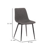 Benzara Leatherette Curved Seat Dining Chair with Angled Metal Legs, Gray BM236798 Gray Metal, Solid wood,  Leatherette BM236798