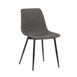 Leatherette Curved Seat Dining Chair with Angled Metal Legs, Gray