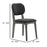 Benzara Diamond Stitched Back and Seat Dining Chair, Set of 2, Gray BM236818 Gray Solid wood, MDF, Veneer BM236818