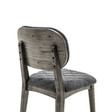 Benzara Diamond Stitched Back and Seat Dining Chair, Set of 2, Dark Gray BM236819 Gray Solid wood, MDF, Veneer BM236819