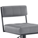 Benzara Leatherette Padded Back Barstool with Stalk Support, Gray BM236830 Gray Metal, Leatherette BM236830