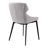 Benzara Wing Back Fabric Dining Chair with Curved Seat, Set of 2, Light Gray BM236832 Gray Plywood, Fabric, Metal BM236832