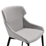 Benzara Wing Back Fabric Dining Chair with Curved Seat, Set of 2, Light Gray BM236832 Gray Plywood, Fabric, Metal BM236832