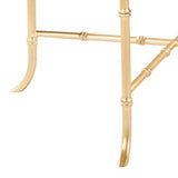 Benzara Marble Top Side Table with Pipe Design Legs with Knots Details, Gold BM239672 Gold Metal and Marble BM239672