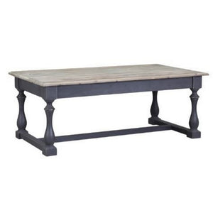 Benzara Farmhouse Wooden Coffee Table with Open Shelf and Turned Legs, Gray BM239675 Gray Solid Wood BM239675