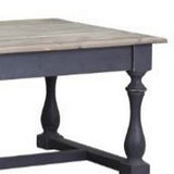 Benzara Farmhouse Wooden Coffee Table with Open Shelf and Turned Legs, Gray BM239675 Gray Solid Wood BM239675