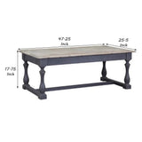 Benzara Farmhouse Wooden Coffee Table with Open Shelf and Turned Legs, Gray BM239675 Gray Solid Wood BM239675