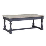 Farmhouse Wooden Coffee Table with Open Shelf and Turned Legs, Gray