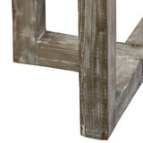 Benzara Round Metal Top Side Table with X Shaped Base, Gray BM239687 Gray Reclaimed wood, Metal BM239687