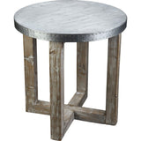 Round Metal Top Side Table with X Shaped Base, Gray