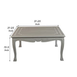 Benzara Square Wooden Coffee Table with Curved Apron and Claw Legs, Gray BM239689 Gray Solid wood BM239689