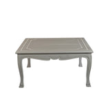 Square Wooden Coffee Table with Curved Apron and Claw Legs, Gray