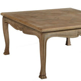 Benzara Square Wooden Coffee Table with Curved Apron and Claw Legs, Brown BM239690 Brown Solid wood BM239690