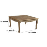 Benzara Square Wooden Coffee Table with Curved Apron and Claw Legs, Brown BM239690 Brown Solid wood BM239690