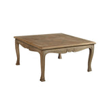 Square Wooden Coffee Table with Curved Apron and Claw Legs, Brown