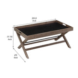 Benzara Removable Tray Top Wooden Coffee Table with X Legs, Brown BM239694 Brown Reclaimed solid wood BM239694