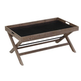 Benzara Removable Tray Top Wooden Coffee Table with X Legs, Brown BM239694 Brown Reclaimed solid wood BM239694