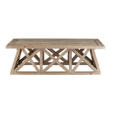 Benzara Rectangular Wooden Top Coffee Table with X Shaped Accents, Brown BM239696 Brown Reclaimed wood, Metal BM239696