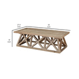 Benzara Rectangular Wooden Top Coffee Table with X Shaped Accents, Brown BM239696 Brown Reclaimed wood, Metal BM239696