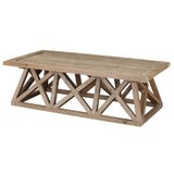 Rectangular Wooden Top Coffee Table with X Shaped Accents, Brown