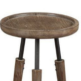 Benzara Round Tray Top 3 Piece Nesting Table with Wooden Peg Legs, Brown BM239697 Brown Reclaimed solid wood, Metal BM239697