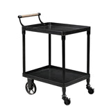 2 Tier Design Metal Bar Cart with Wheels and Handle, Black