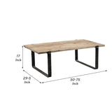 Benzara Wooden Dining Table with Metal Hammered Sled Base, Brown BM239703 Brown Reclaimed Wood, Metal BM239703