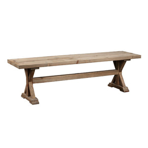 Benzara Rectangular Wooden Dining Bench with X Pedestal Legs, Brown BM239706 Brown Reclaimed Wood BM239706